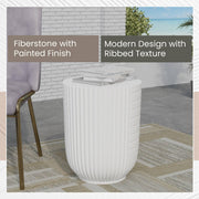Trove 14" Wide Round Side Fiberstone Table With Ribbed Design - Elax Furniture