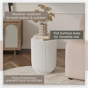 Trove 14" Wide Round Side Fiberstone Table With Ribbed Design - Elax Furniture