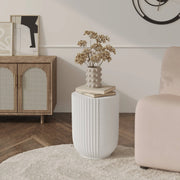 Trove 14" Wide Round Side Fiberstone Table With Ribbed Design - Elax Furniture