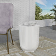 Trove 14" Wide Round Side Fiberstone Table With Ribbed Design - Elax Furniture
