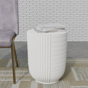 Trove 14" Wide Round Side Fiberstone Table With Ribbed Design - Elax Furniture