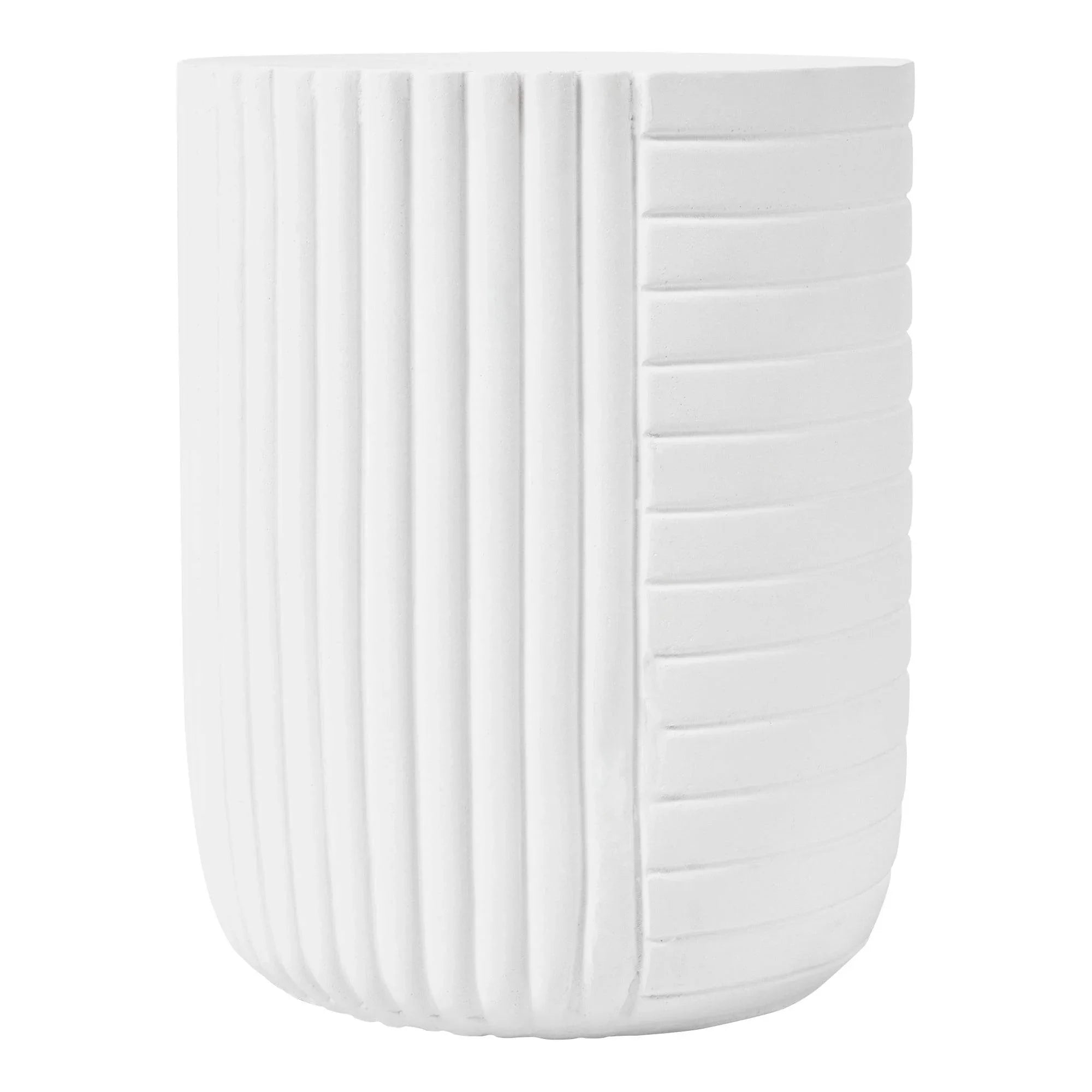 Trove 14" Wide Round Side Fiberstone Table With Ribbed Design - Elax Furniture