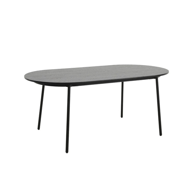 Tule 71" Oval Dining Table with MDF Tabletop and Black Steel Legs - Elax Furniture