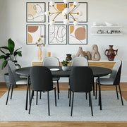 Tule 71" Oval Dining Table with MDF Tabletop and Black Steel Legs - Elax Furniture