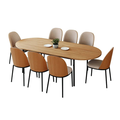 Tule 9-Piece Dining Set in Steel with 8 Upholstered Seat Dining Chairs and 83" Oval Dining Table with MDF Tabletop - Elax Furniture