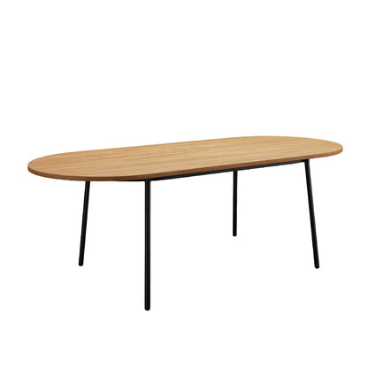 Tule Modern 83" Oval Dining Table with MDF Tabletop and Black Steel Legs - Elax Furniture