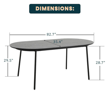 Tule Modern 83" Oval Dining Table with MDF Tabletop and Black Steel Legs - Elax Furniture