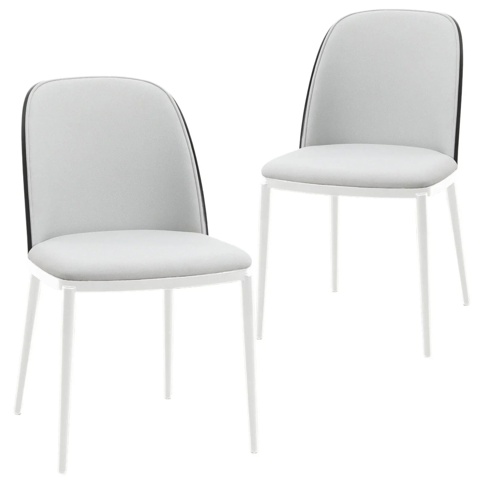 Tule Modern Dining Side Chair with Upholstered Seat and White Powder-Coated Steel Frame, Set of 2 - Elax Furniture