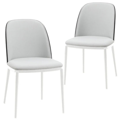 Tule Modern Dining Side Chair with Upholstered Seat and White Powder-Coated Steel Frame, Set of 2 - Elax Furniture