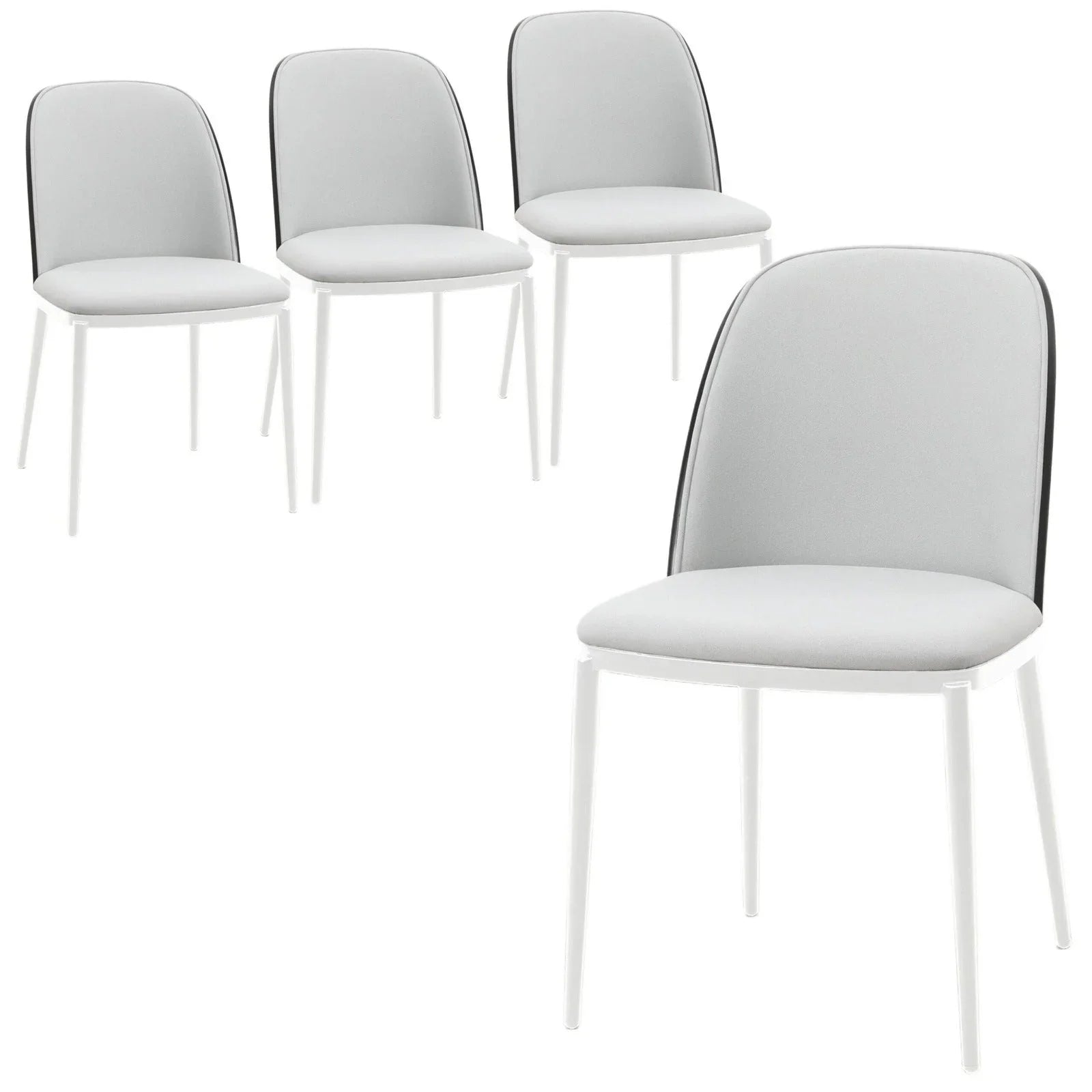 Tule Modern Dining Side Chair with Upholstered Seat and White Powder-Coated Steel Frame, Set of 4 - Elax Furniture