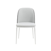 Tule 7-Piece Dining Set with 6 Upholstered Seat Dining Chairs in White Steel Frame and 71" Oval Dining Table with MDF Tabletop - Elax Furniture
