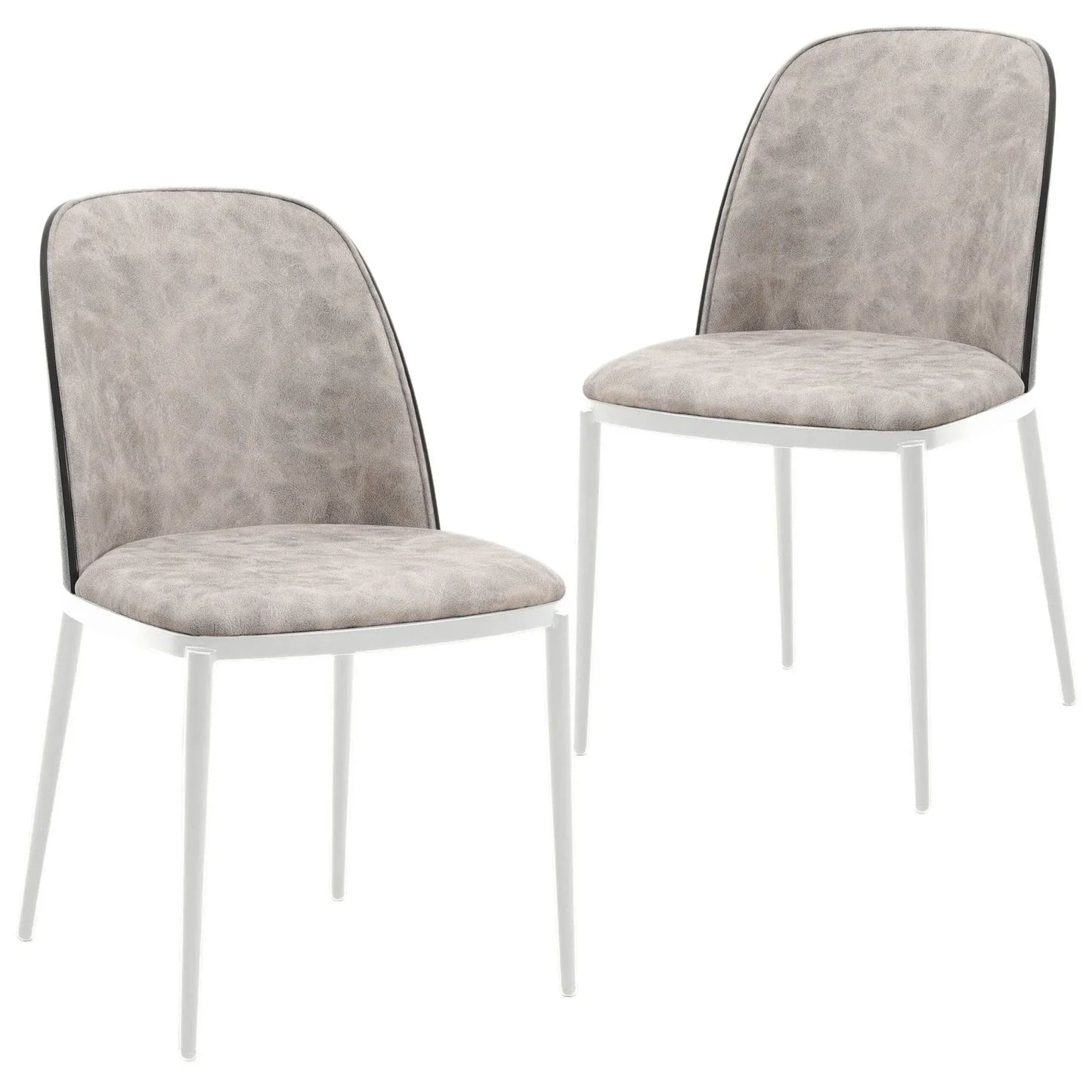 Tule Modern Dining Side Chair with Upholstered Seat and White Powder-Coated Steel Frame, Set of 2 - Elax Furniture