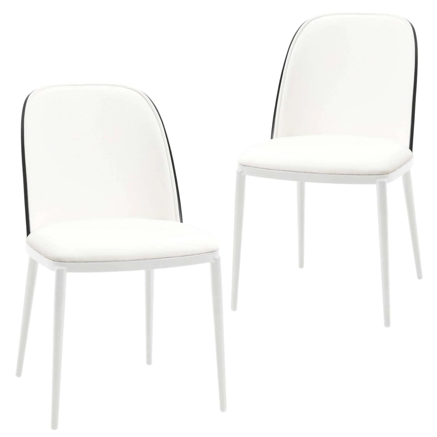 Tule Modern Dining Side Chair with Upholstered Seat and White Powder-Coated Steel Frame, Set of 2 - Elax Furniture