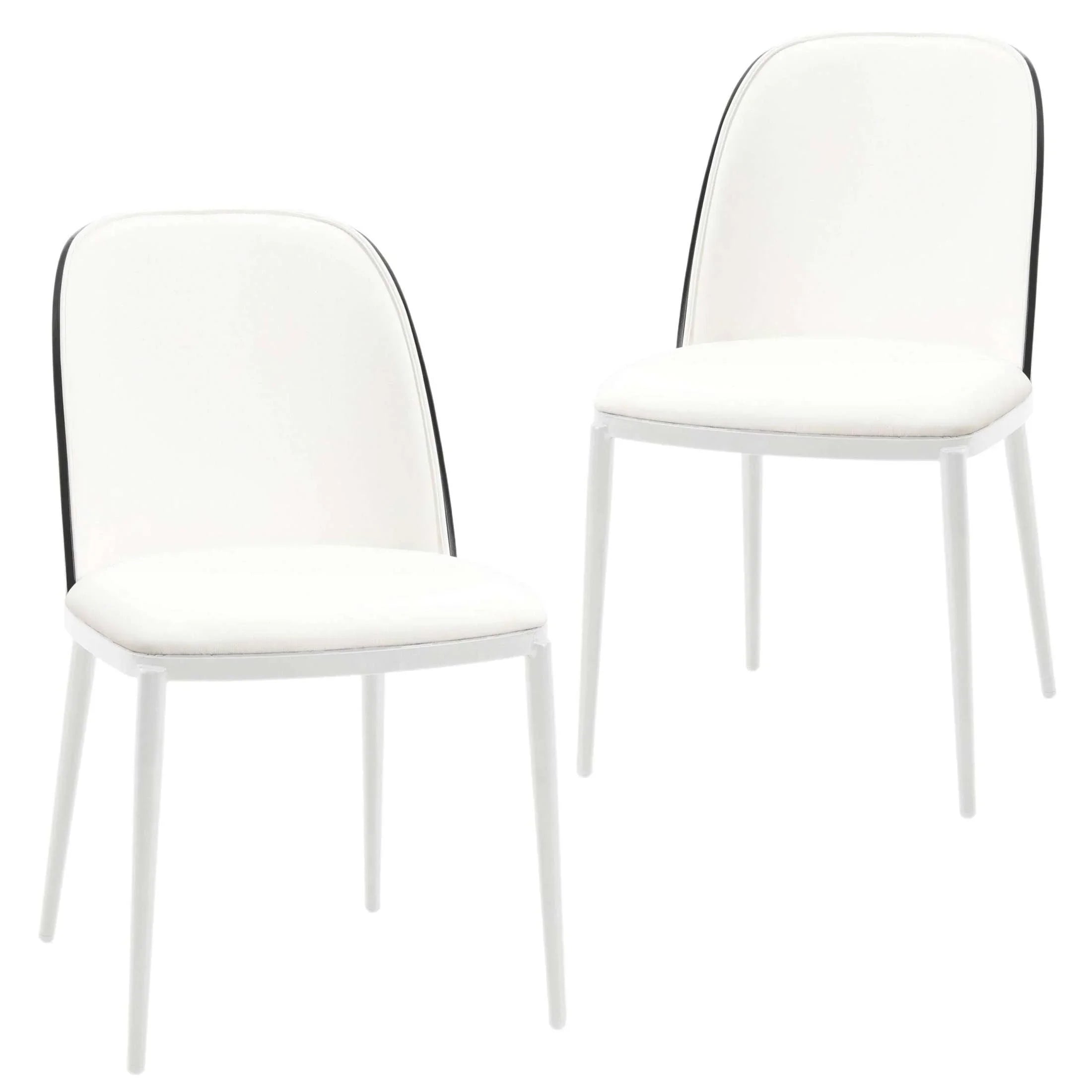 Tule Modern Dining Side Chair with Upholstered Seat and White Powder-Coated Steel Frame, Set of 2 - Elax Furniture