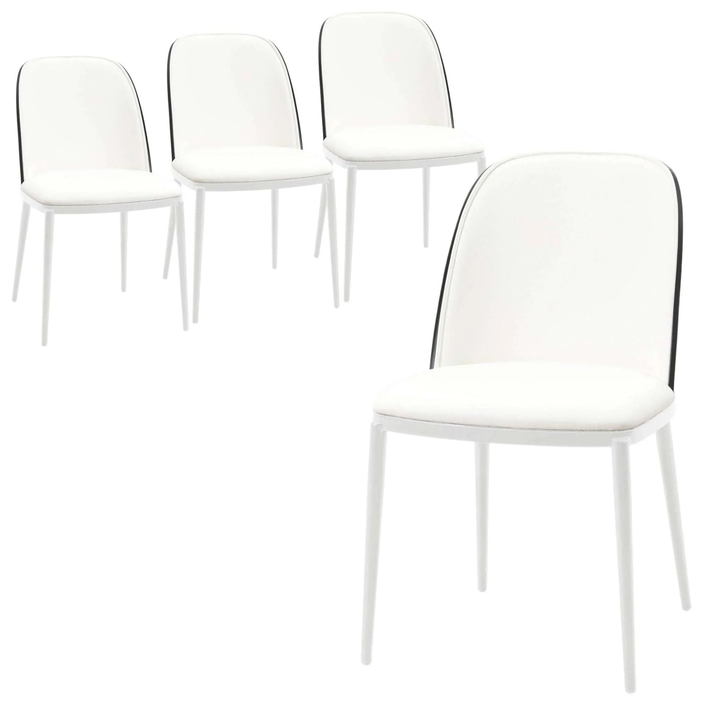 Tule Modern Dining Side Chair with Upholstered Seat and White Powder-Coated Steel Frame, Set of 4 - Elax Furniture