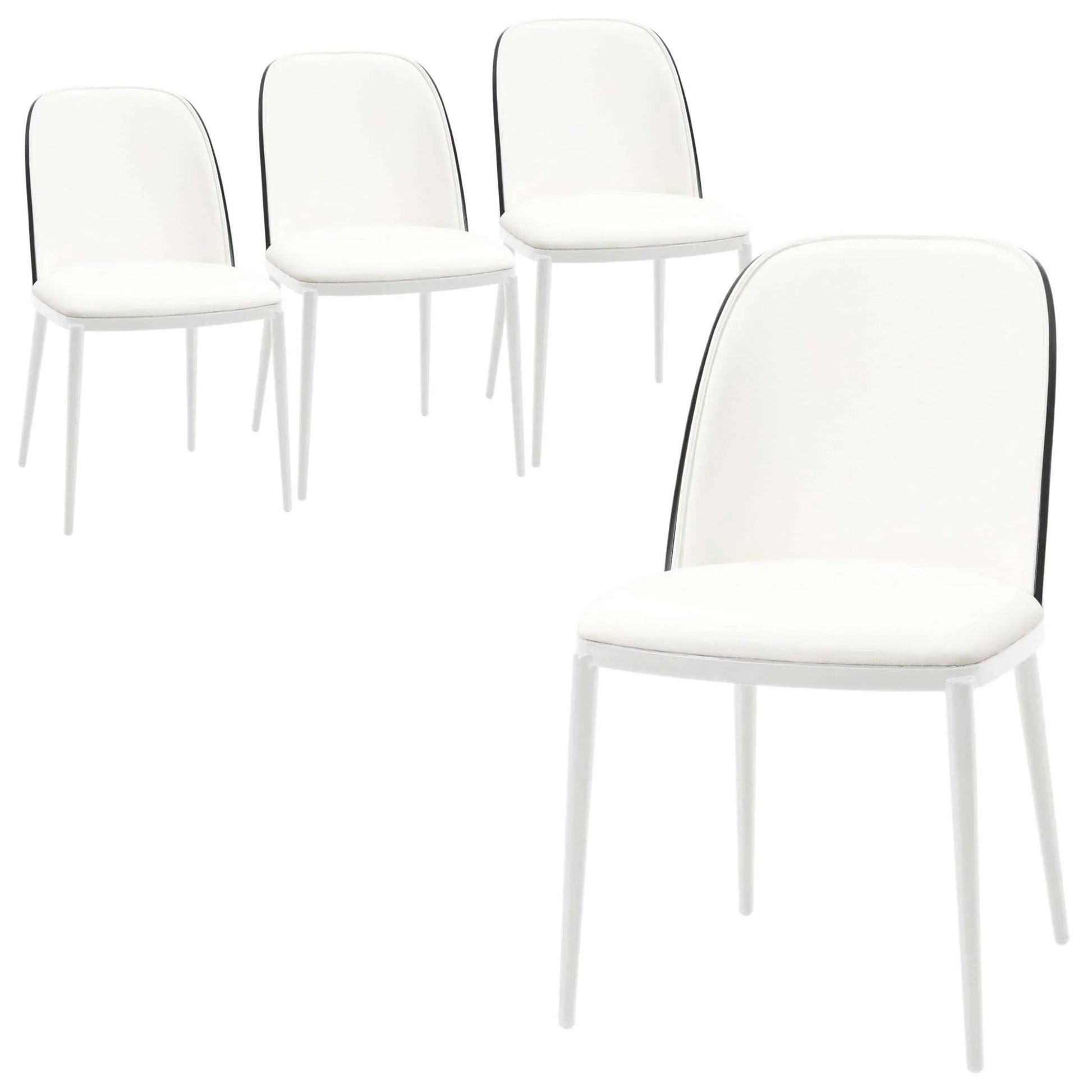 Tule Modern Dining Side Chair with Upholstered Seat and White Powder-Coated Steel Frame, Set of 4 - Elax Furniture