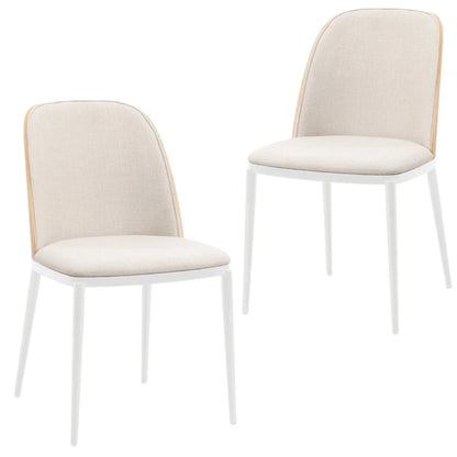 Tule Modern Dining Side Chair with Upholstered Seat and White Powder-Coated Steel Frame, Set of 2 - Elax Furniture