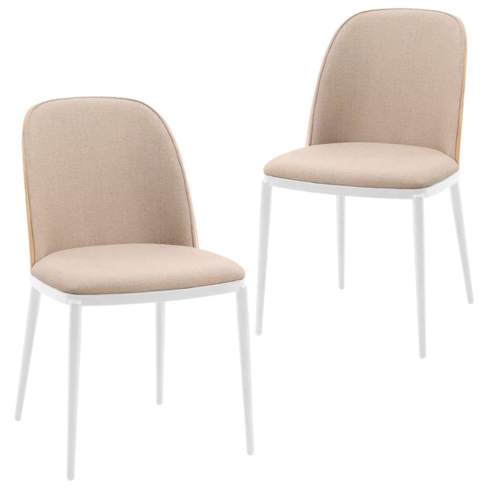 Tule Modern Dining Side Chair with Upholstered Seat and White Powder-Coated Steel Frame, Set of 2 - Elax Furniture