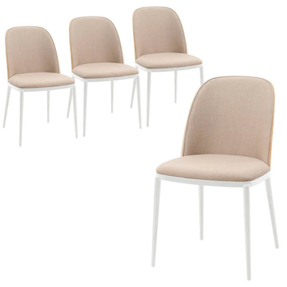 Tule Modern Dining Side Chair with Upholstered Seat and White Powder-Coated Steel Frame, Set of 4 - Elax Furniture