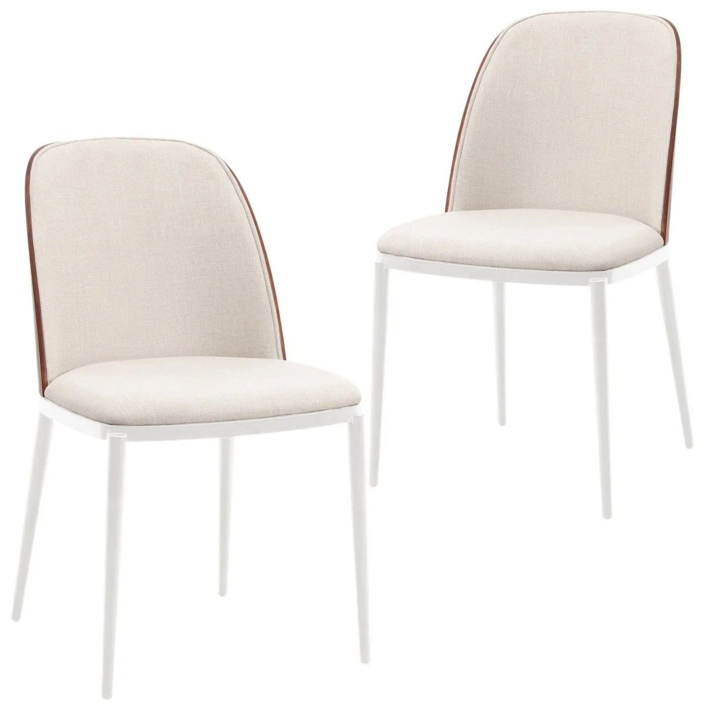 Tule Modern Dining Side Chair with Upholstered Seat and White Powder-Coated Steel Frame, Set of 2 - Elax Furniture