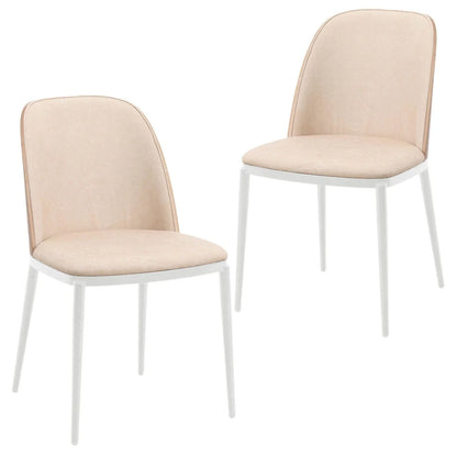 Tule Modern Dining Side Chair with Upholstered Seat and White Powder-Coated Steel Frame, Set of 2 - Elax Furniture