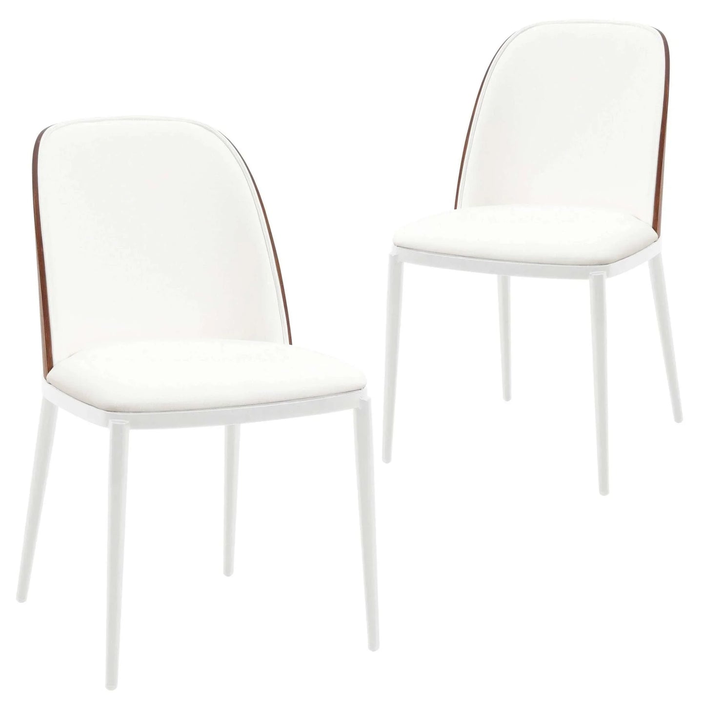 Tule Modern Dining Side Chair with Upholstered Seat and White Powder-Coated Steel Frame, Set of 2 - Elax Furniture