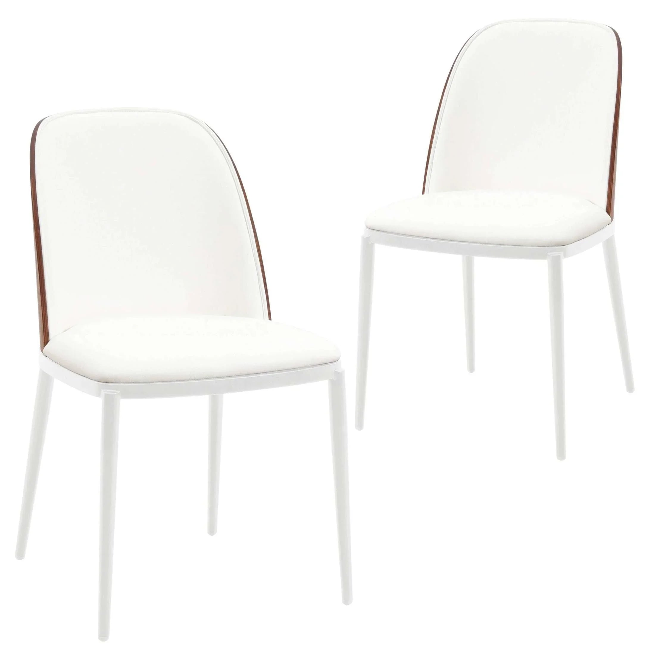 Tule Modern Dining Side Chair with Upholstered Seat and White Powder-Coated Steel Frame, Set of 2 - Elax Furniture