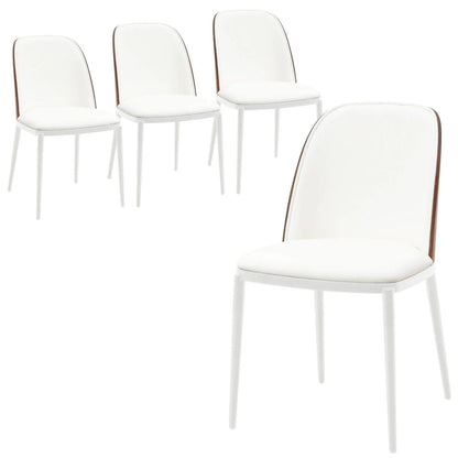 Tule Modern Dining Side Chair with Upholstered Seat and White Powder-Coated Steel Frame, Set of 4 - Elax Furniture