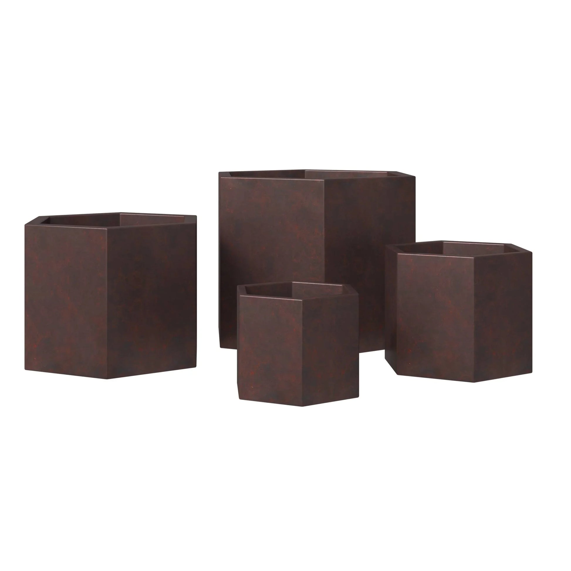 Thicket Modern 4-Piece Fiberstone Planter - Hexagon Design Weather Resistant Plant Pot - Elax Furniture