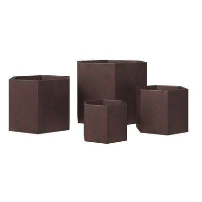 Thicket Modern 4-Piece Fiberstone Planter - Hexagon Design Weather Resistant Plant Pot - Elax Furniture