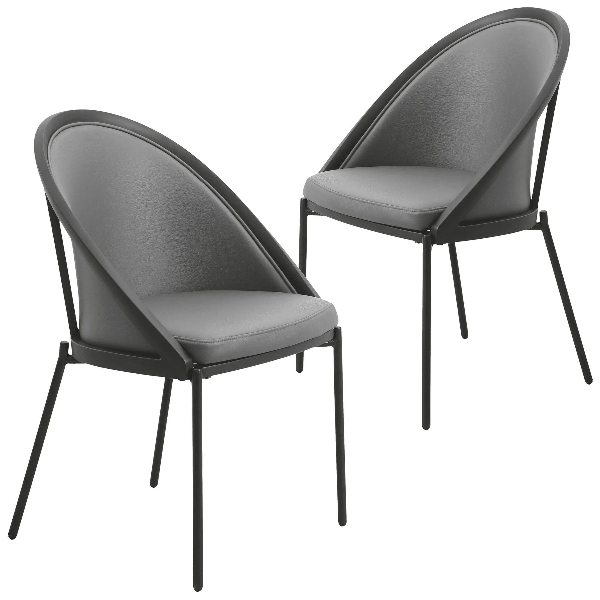Urbane Dining Chair in Vinyl Fabric with Curved Back and Stainless Steel Legs Set of 2 - Elax Furniture