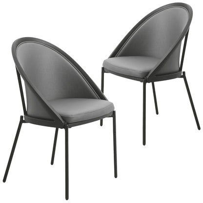 Urbane Dining Chair in Vinyl Fabric with Curved Back and Stainless Steel Legs Set of 2 - Elax Furniture