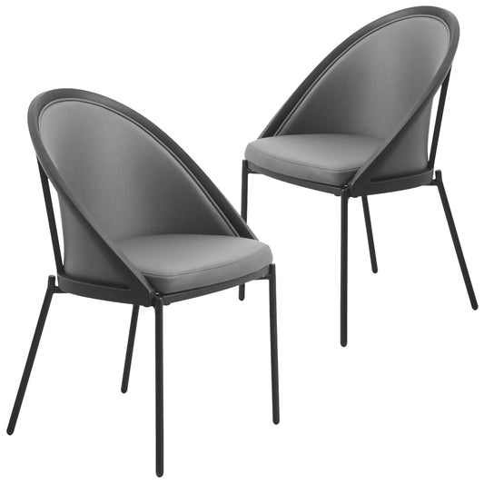 Urbane Dining Chair in Vinyl Fabric with Curved Back and Stainless Steel Legs Set of 2 - Elax Furniture