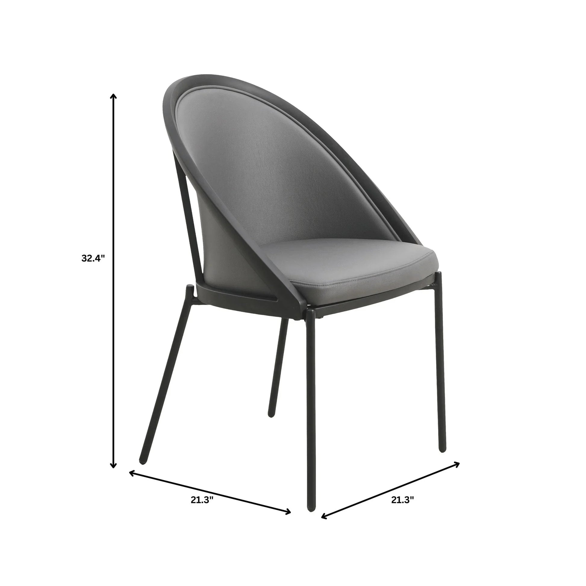 Urbane Dining Chair in Vinyl Fabric with Curved Back and Stainless Steel Legs Set of 2 - Elax Furniture