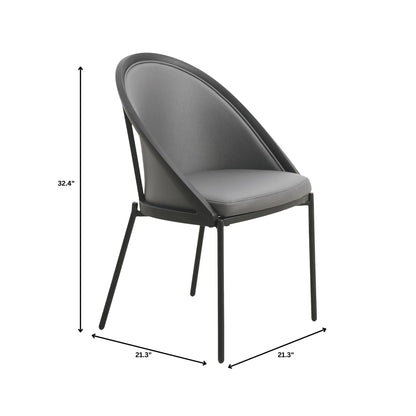 Urbane Dining Chair in Vinyl Fabric with Curved Back and Stainless Steel Legs Set of 2 - Elax Furniture