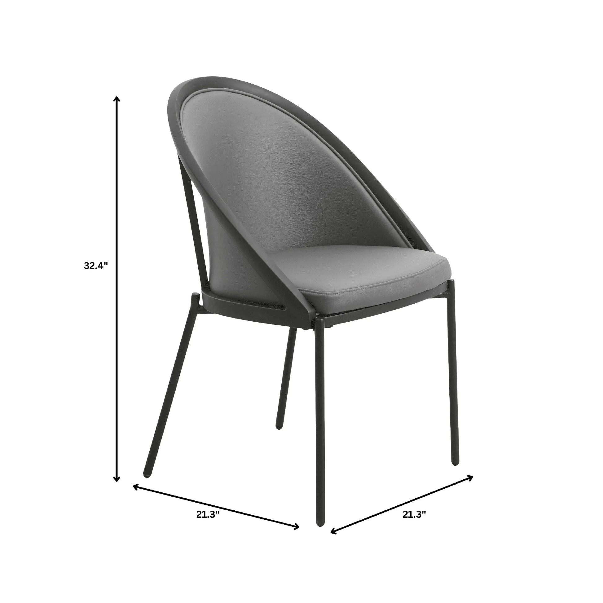 Urbane Dining Chair in Vinyl Fabric with Curved Back and Stainless Steel Legs Set of 4 - Elax Furniture