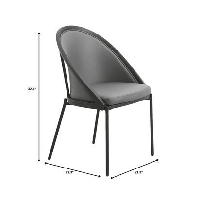Urbane Dining Chair in Vinyl Fabric with Curved Back and Stainless Steel Legs Set of 4 - Elax Furniture