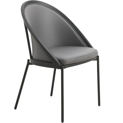 Urbane Dining Chair with Vinyl Fabric Seat and Wicker/Vinyl Backrest in Black Stainless Steel - Elax Furniture