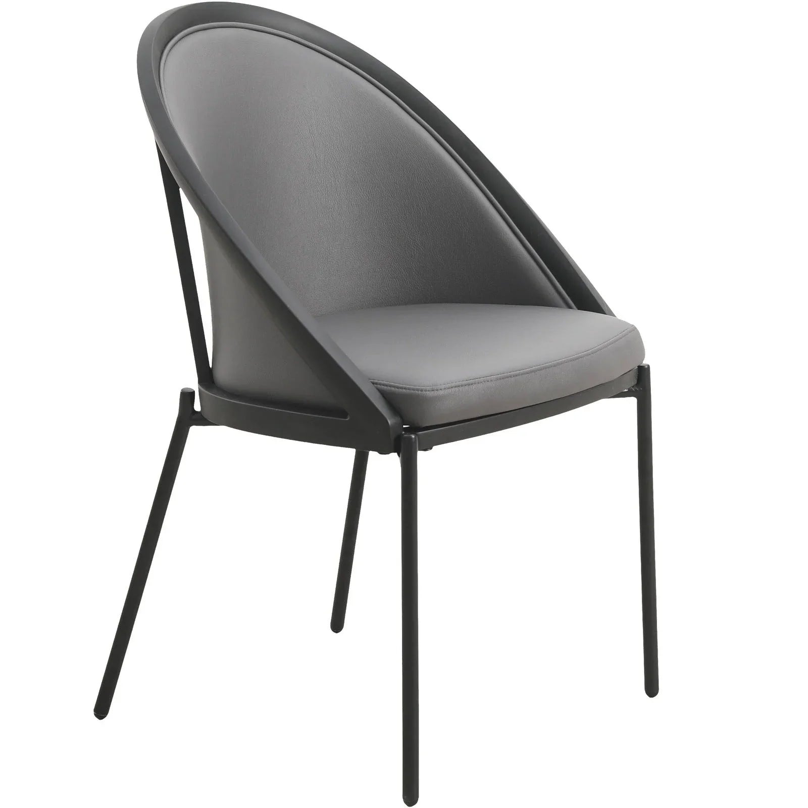 Urbane Dining Chair with Vinyl Fabric Seat and Wicker/Vinyl Backrest in Black Stainless Steel - Elax Furniture