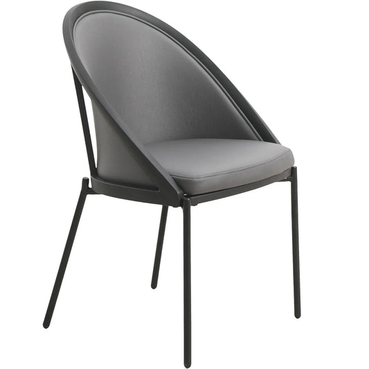 Urbane Dining Chair with Vinyl Fabric Seat and Wicker/Vinyl Backrest in Black Stainless Steel - Elax Furniture