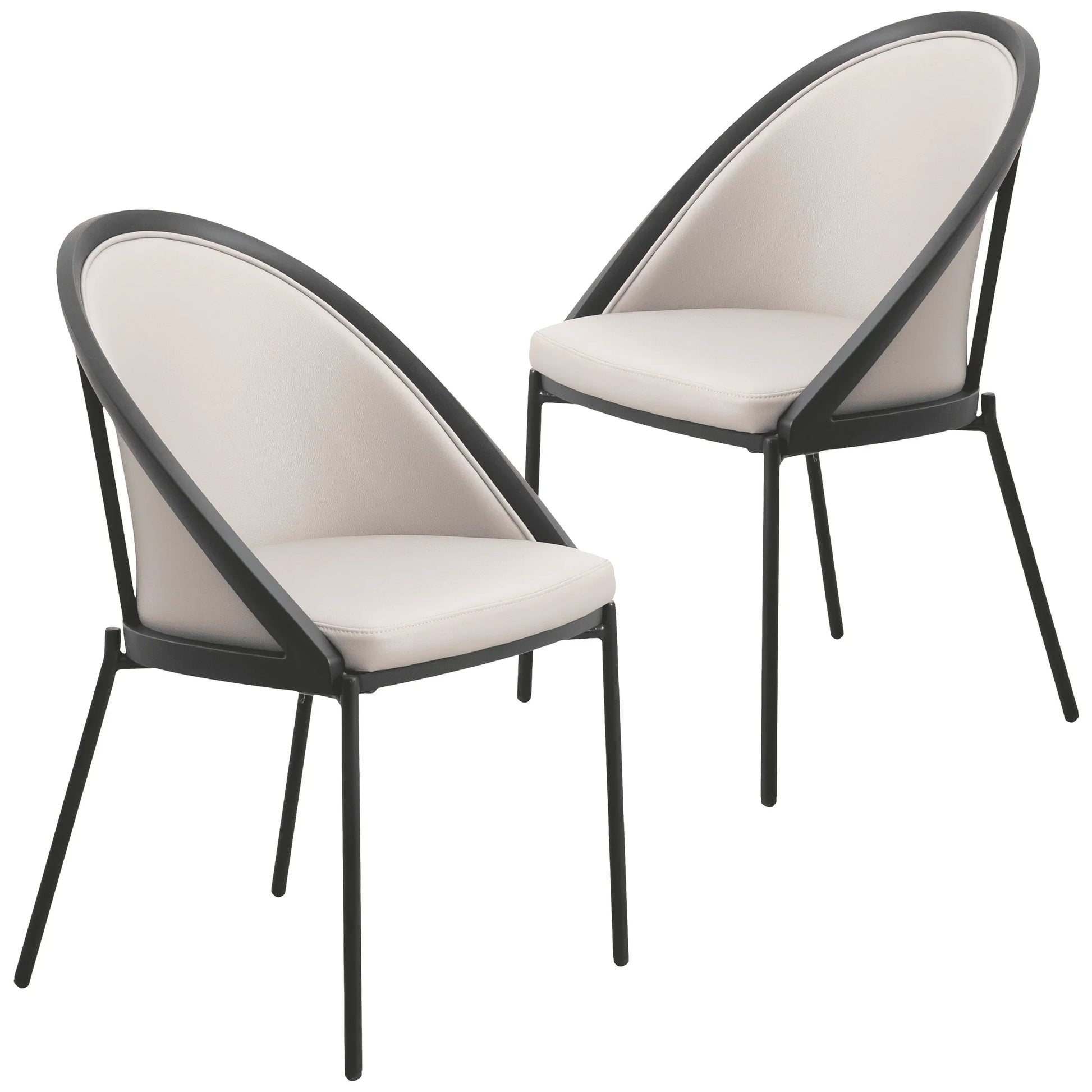 Urbane Dining Chair in Vinyl Fabric with Curved Back and Stainless Steel Legs Set of 2 - Elax Furniture