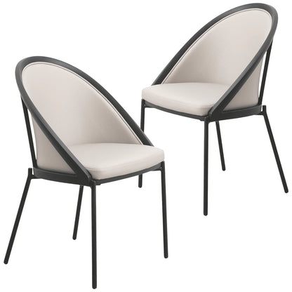 Urbane Dining Chair in Vinyl Fabric with Curved Back and Stainless Steel Legs Set of 2 - Elax Furniture