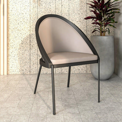 Urbane Dining Chair in Vinyl Fabric with Curved Back and Stainless Steel Legs Set of 2 - Elax Furniture