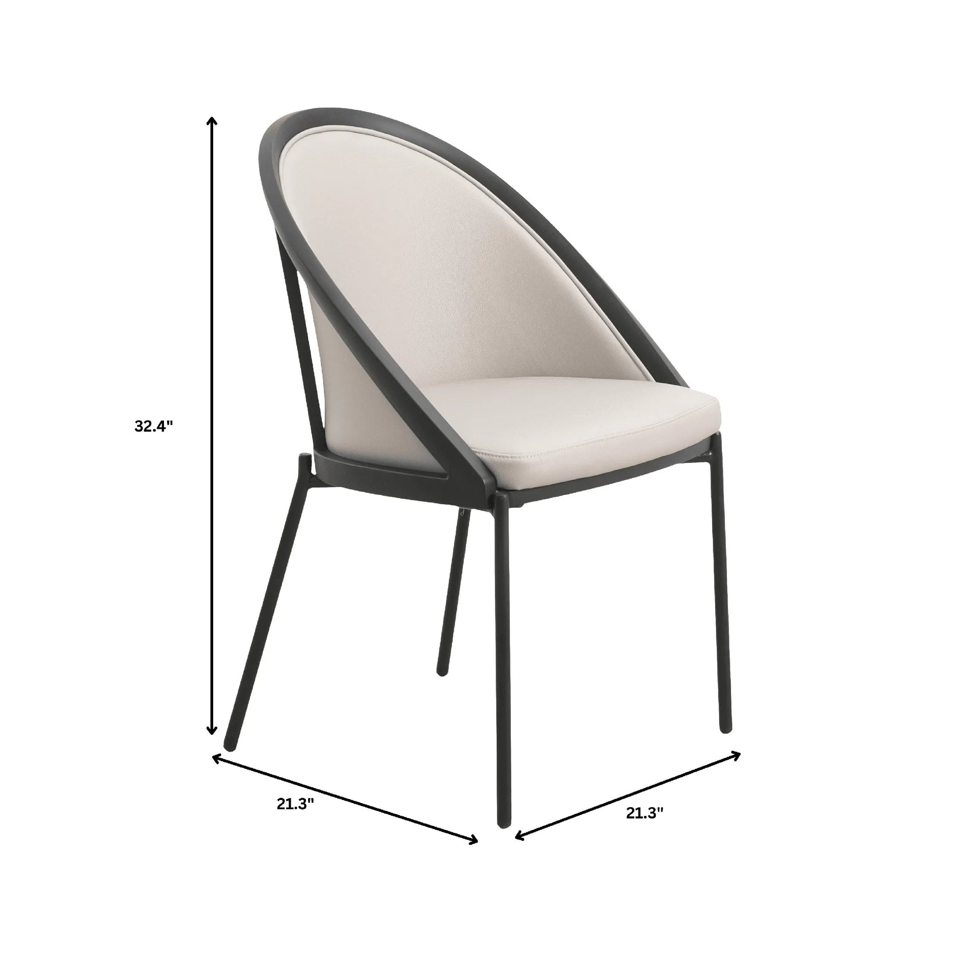 Urbane Dining Chair in Vinyl Fabric with Curved Back and Stainless Steel Legs Set of 4 - Elax Furniture
