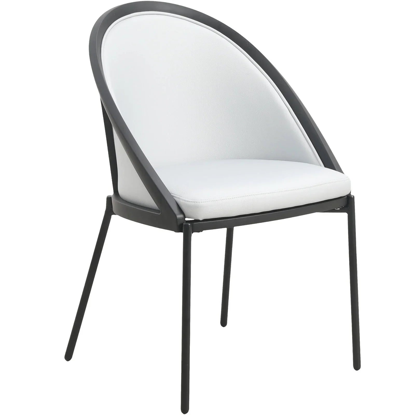 Urbane Dining Chair with Vinyl Fabric Seat and Wicker/Vinyl Backrest in Black Stainless Steel - Elax Furniture