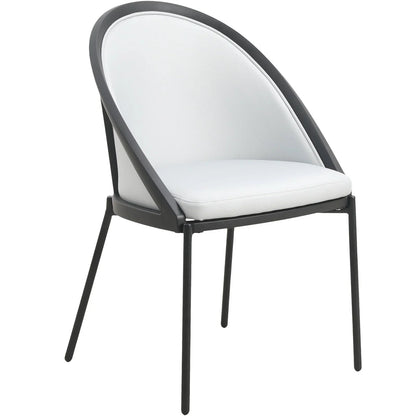 Urbane Dining Chair with Vinyl Fabric Seat and Wicker/Vinyl Backrest in Black Stainless Steel - Elax Furniture
