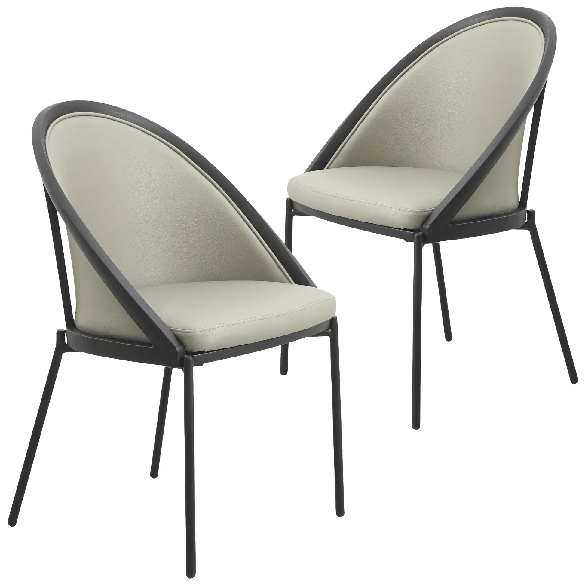 Urbane Dining Chair in Vinyl Fabric with Curved Back and Stainless Steel Legs Set of 2 - Elax Furniture