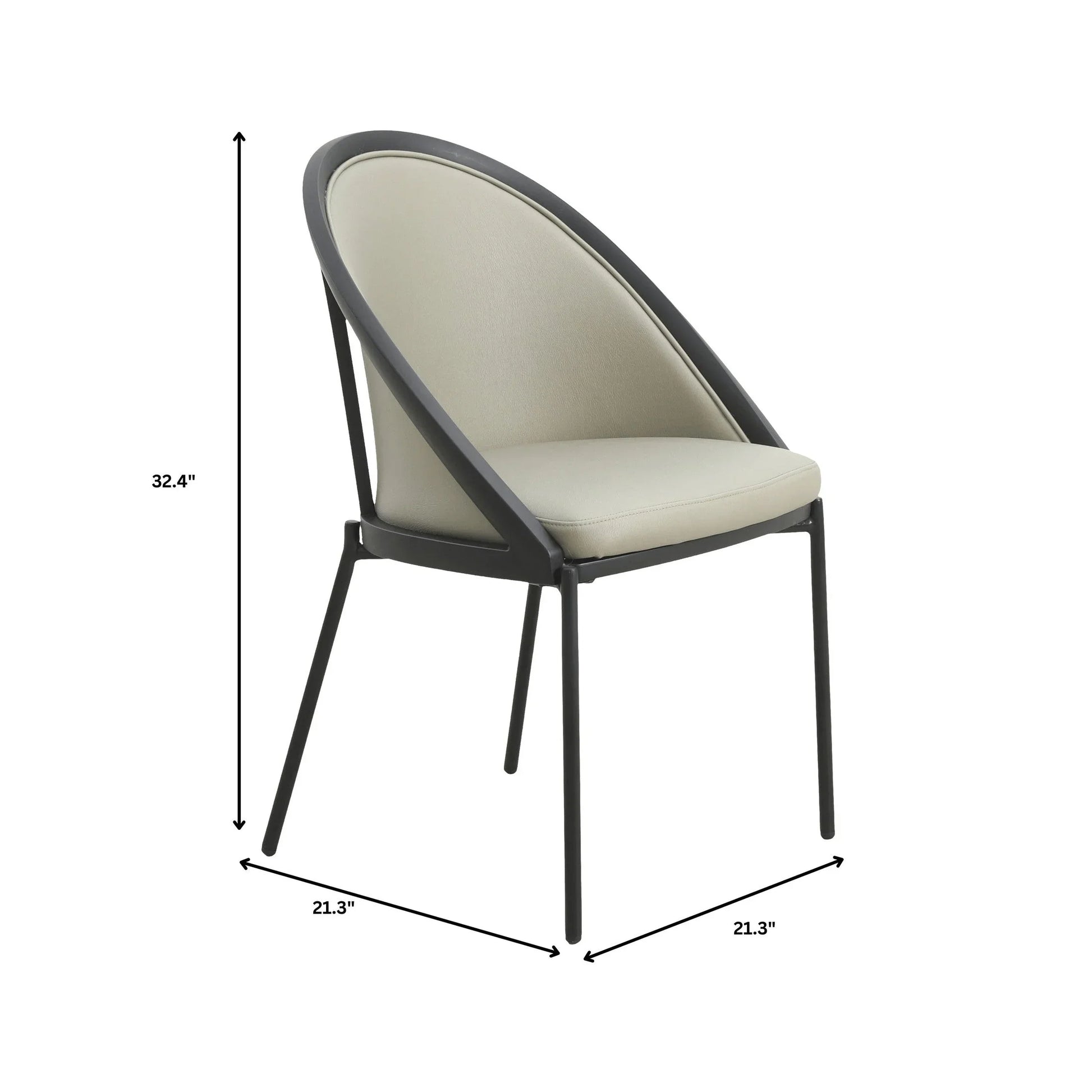 Urbane Dining Chair in Vinyl Fabric with Curved Back and Stainless Steel Legs Set of 2 - Elax Furniture