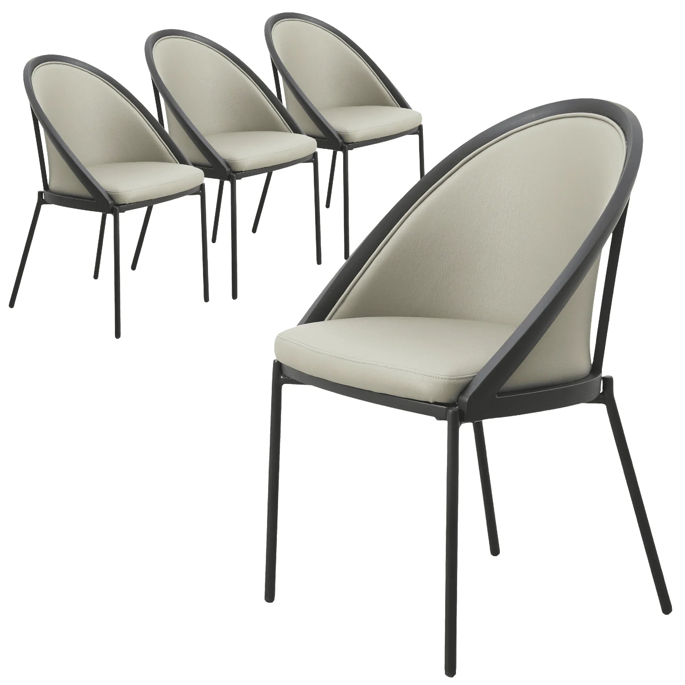 Urbane Dining Chair in Vinyl Fabric with Curved Back and Stainless Steel Legs Set of 4 - Elax Furniture