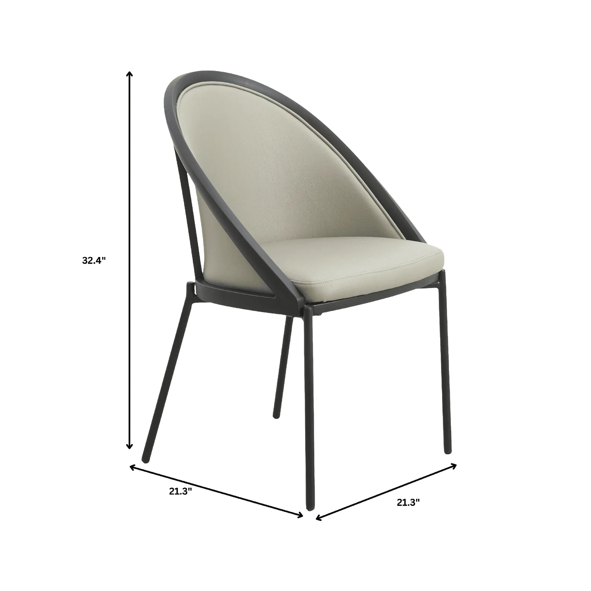 Urbane Dining Chair in Vinyl Fabric with Curved Back and Stainless Steel Legs Set of 4 - Elax Furniture